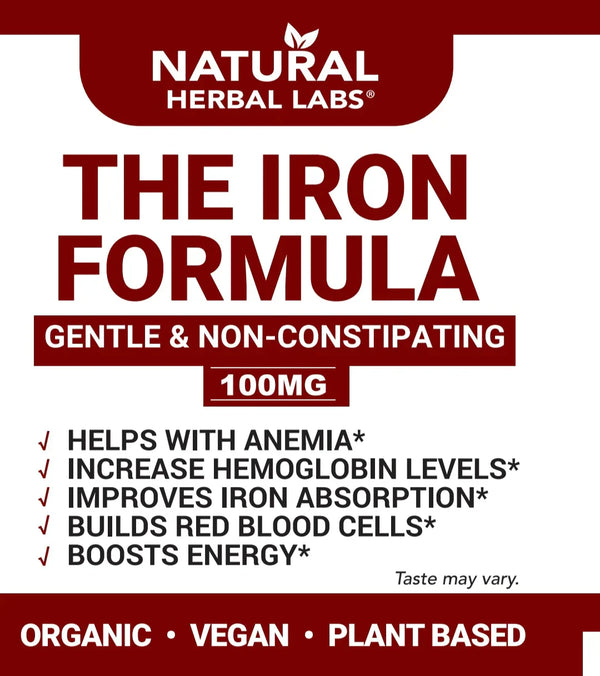 Organic Herbal Iron Formula supplement by VeggieVerve in a 16 fl oz bottle, featuring herbal ingredients for iron support.