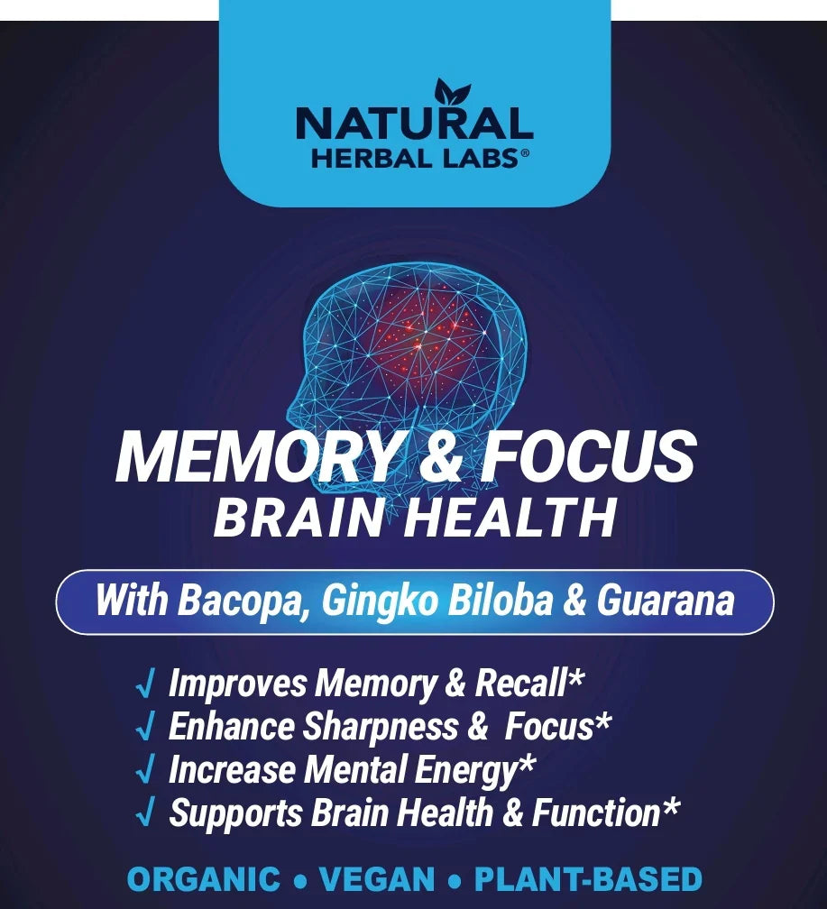 Organic Memory & Focus Herbal Tonic by VeggieVerve in a 16 oz bottle, featuring herbs like Bacopa, Ginkgo Biloba, and Guarana.