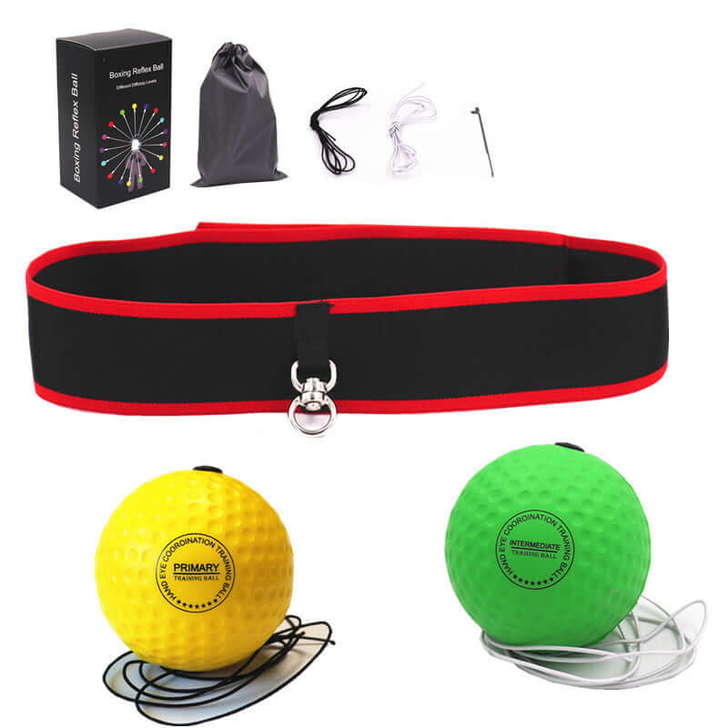 Vellmara boxing reaction ball with head-mounted adjustable strap, black and red PU fitness equipment for boxing training.