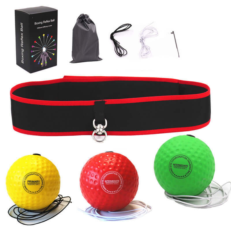 Vellmara boxing reaction ball with head-mounted adjustable strap, black and red PU fitness equipment for boxing training