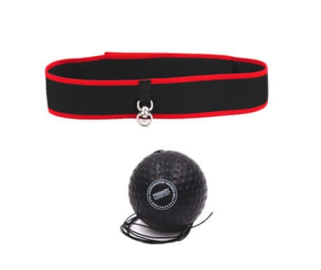 Vellmara boxing reaction ball with head-mounted adjustable strap, black and red PU fitness equipment for reflex training.