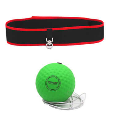 Vellmara head-mounted adjustable boxing reaction ball with black and red PU material for fitness training and reaction drills.