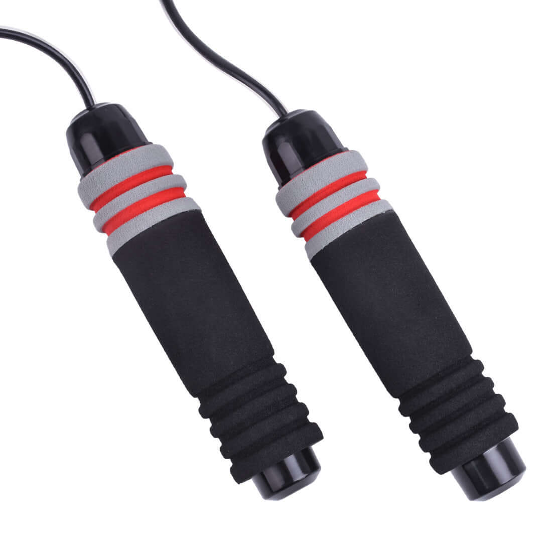 Vellmara adjustable jumping rope with red and black handles, designed for fitness and cardio workouts.