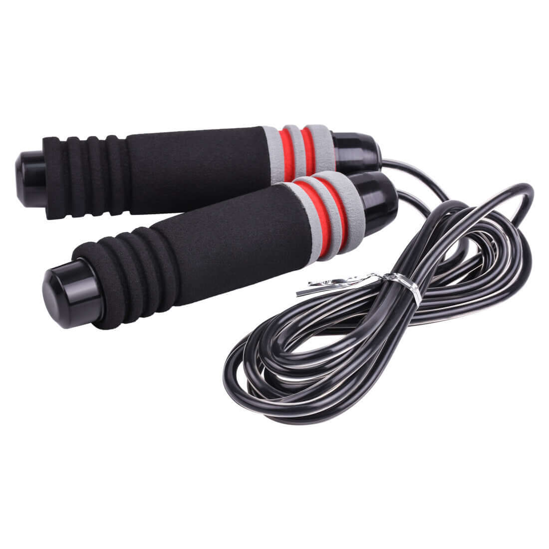 Vellmara adjustable jumping rope with red and black handles, designed for fitness and cardio workouts.