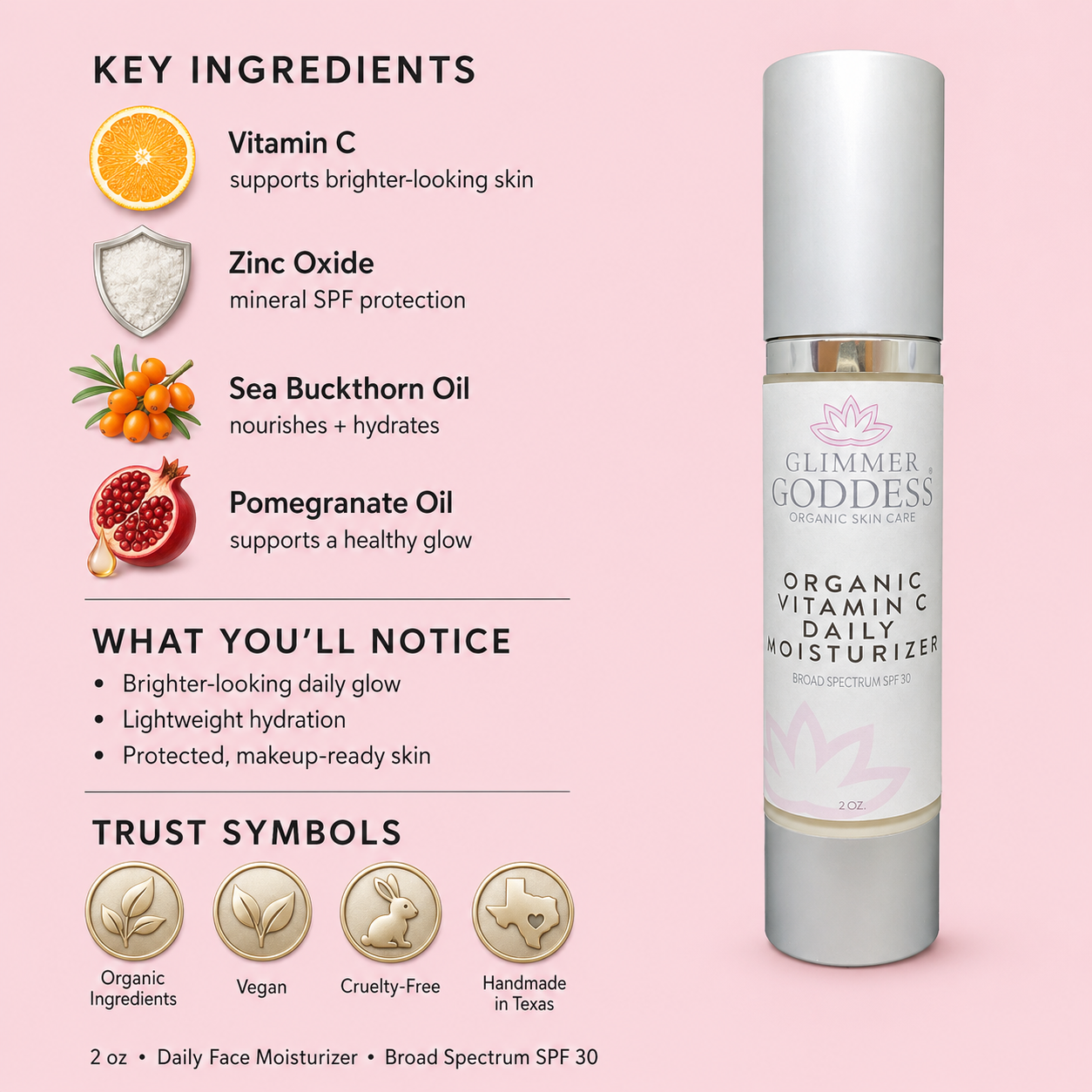 Organic Vitamin C Daily Moisturizer SPF 30 – Brightening Formula