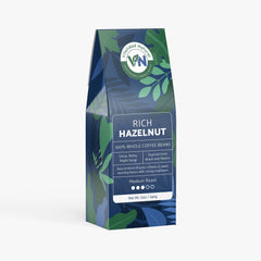 Vitalidad Natural Rich Hazelnut Coffee Medium Roast in a coffee bag, showcasing the flavorful medium roast aroma and packaging.