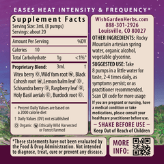 WishGarden Herbs Hot Flash Tamer menopause daily regulator in 2oz pump bottle, herbal supplement for hot flash relief.