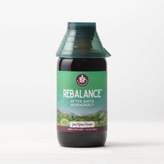 WishGarden Herbs ReBalance postpartum hormonal support liquid in a 2oz pump bottle for after birth recovery.