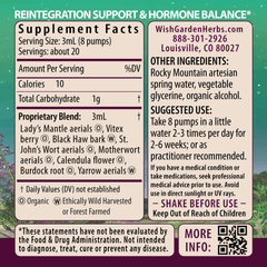 WishGarden Herbs ReBalance postpartum hormonal support tincture in a 2oz pump bottle, designed for post-birth hormonal recovery.