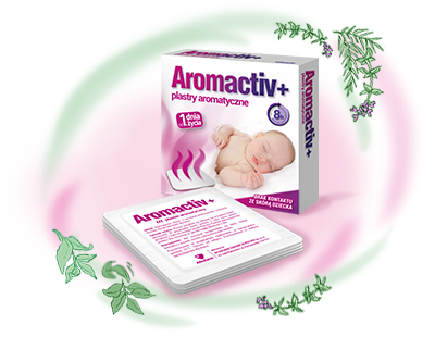 A set of five Aromactiv aromatherapy patches for babies and kids by Zdrowie & Uroda, designed for gentle soothing and comfort.