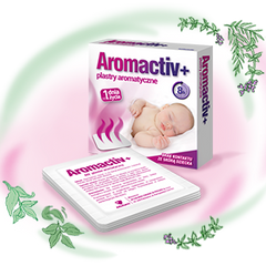 A set of five Aromactiv aromatherapy patches for babies and kids by Zdrowie & Uroda, designed for gentle soothing and comfort.